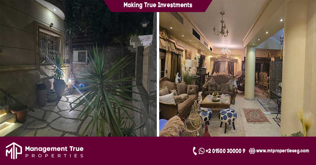 Twin house for sale in Al Nasayem Village, October, high-end super-lux finishing, distinctive division, ready for occupancy, area 304, October Real Estate Company