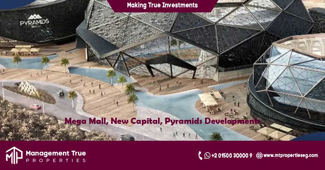 Commercial shop for sale, 33 square meters, Mega Mall, the iconic pyramid, the New Capital, Pyramids Developments